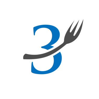 Logo Logo Şablonu 3. Mektup 'ta. Mektup 3 Restoran Logo İmza Tasarımı