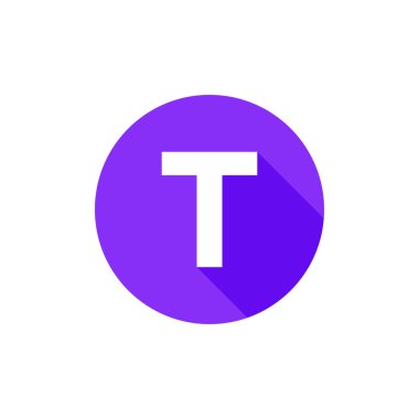 Alfabe, Metin Sembolü Düz Simge T Harfi Uzun Gölge İşareti Şablonu