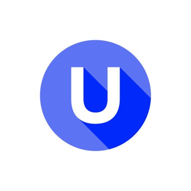 Alfabe, Metin Sembol Düz Simgesi Uzun Gölge İşaretli U Harfi