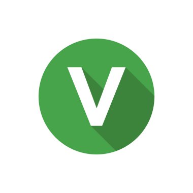 Alfabe, Metin Sembolü Düz Simge V Harfi Uzun Gölge İşareti Şablonu