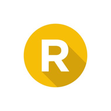 Alfabe, Metin Sembolü Düz Simge R Harfi Uzun Gölge İşareti Şablonu