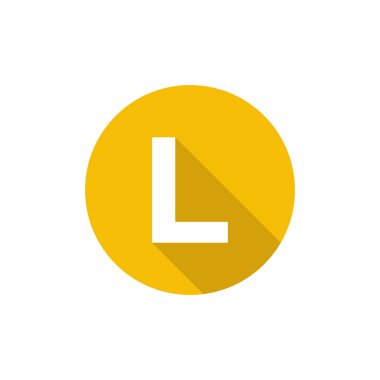 Alfabe, Metin Sembolü Düz Simge L Harfi Uzun Gölge İşareti Şablonu