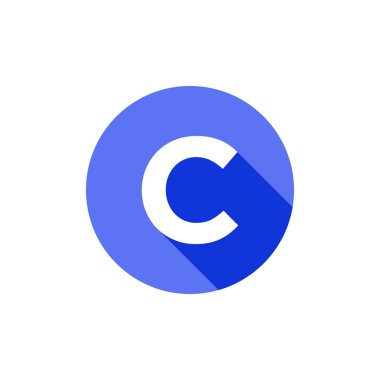 Alfabe, Metin Sembolü Düz Simge C Harfi Uzun Gölge İşareti Şablonu