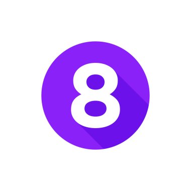 Alfabe, Metin Sembolü Düz Simge 8 Harf Uzun Gölge İşareti Şablonu