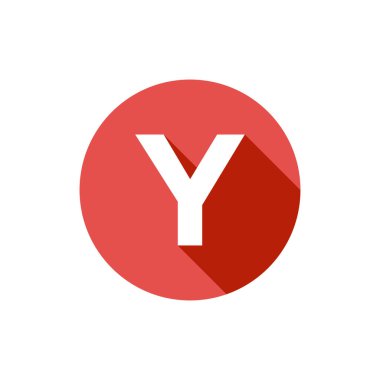 Alfabe, Metin Sembolü Düz Simge Y Harfi Uzun Gölge İşareti Şablonu