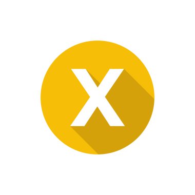 Alfabe, Metin Sembolü Düz Simge X Harfi Uzun Gölge İşareti Şablonu