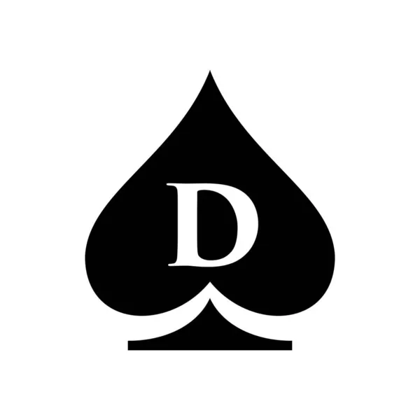 字母D赌场标志 Poker Casino Vegas Logo Template Letter Poker Club Sign — 图库矢量图片