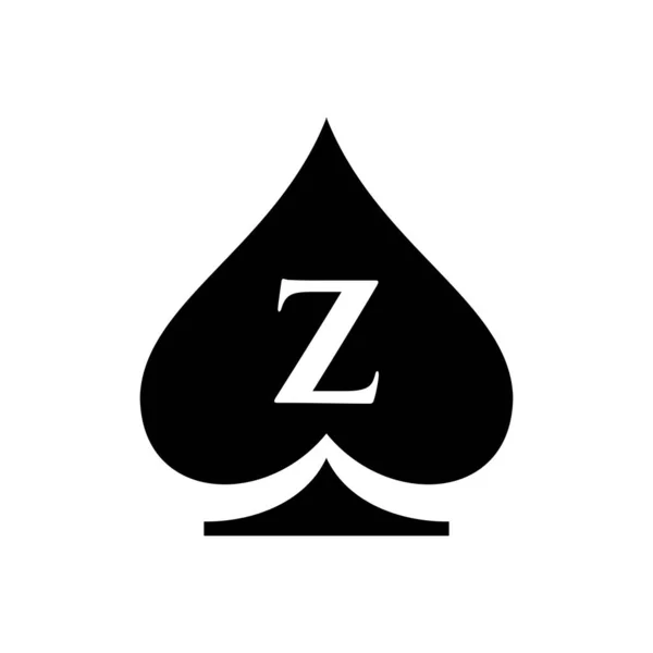 字母Z赌场标志 Poker Casino Vegas Logo Template Letter 扑克俱乐部签名 — 图库矢量图片