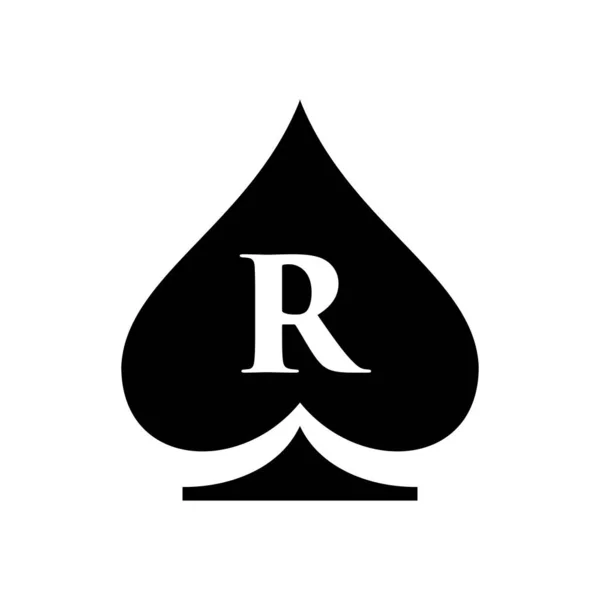 字母R赌场标志 Poker Casino Vegas Logo Template Letter Poker Club Sign — 图库矢量图片