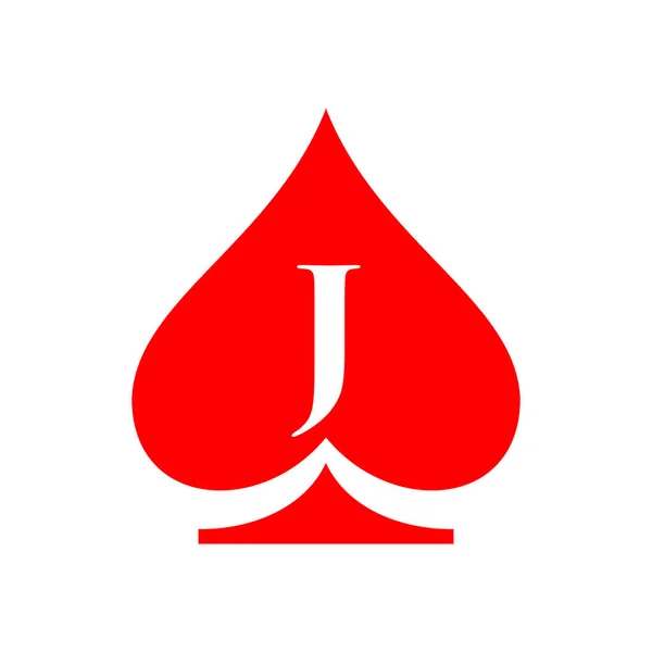 手紙Jカジノのロゴ ポーカーカジノラスベガスのロゴテンプレート上の手紙J ポーカークラブサイン — ストックベクタ
