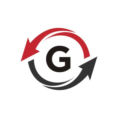 Finans logosu ve G harfi konsepti. Pazarlama ve Finansal İş Logosu. Pazarlama Büyüme Oklu G Finansal Logo Şablonu