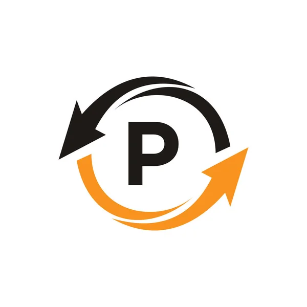 P文字のコンセプトで財務ロゴ マーケティングおよび金融ビジネスロゴ マーケティング成長の矢印とP金融ロゴテンプレート — ストックベクタ