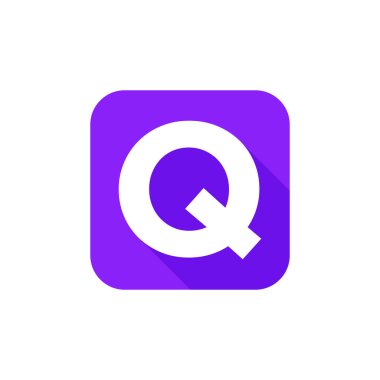 Alfabe, Metin Sembolü Düz Simge Q Harfi Uzun Gölge İşareti Şablonu