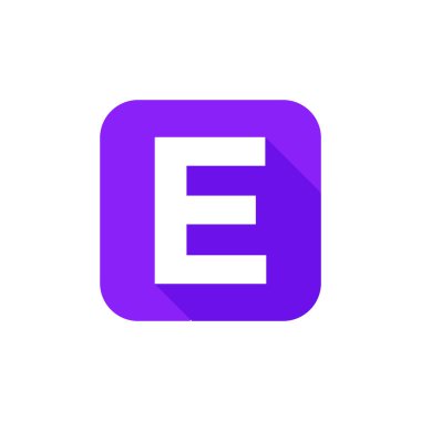 Alfabe, Metin Sembolü Düz Simge E Harfi Uzun Gölge İşareti Şablonu