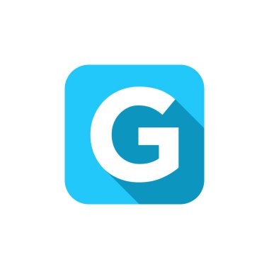 Alfabe, Metin Sembolü Düz Simge G Harfi Uzun Gölge İşareti Şablonu