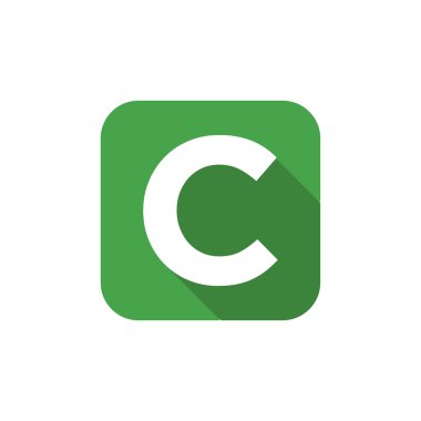 Alfabe, Metin Sembolü Düz Simge C Harfi Uzun Gölge İşareti Şablonu