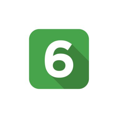 Alfabe, Metin Sembolü Düz Simge 6 Harf Uzun Gölge İşareti Şablonu