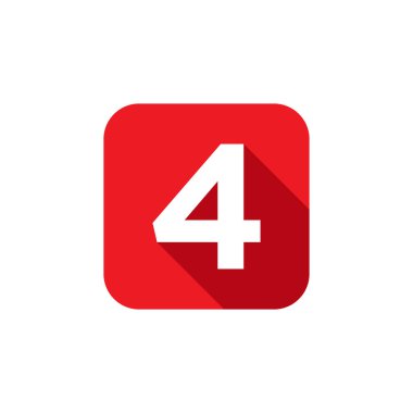 Alfabe, Metin Sembolü Düz Simge 4 Harf Uzun Gölge İşareti Şablonu