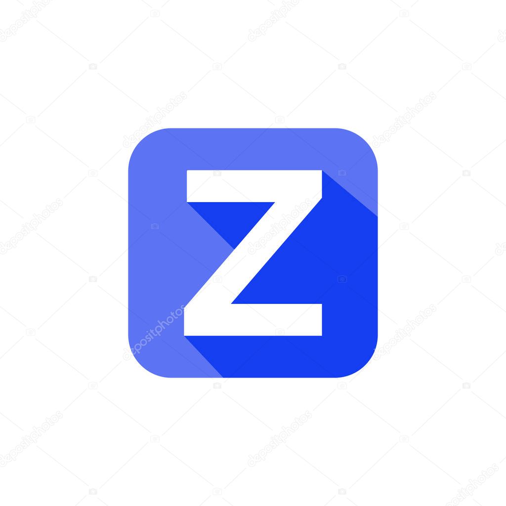Alphabet, Text Symbol Flat Icon Z Letter With Long Shadow Sign Template
