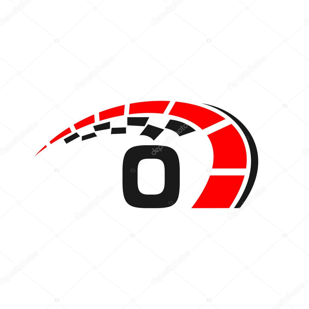 Sport Car Logo On Letter O Speed Concept. Car Automotive Template For Cars Service, Cars Repair With Speedometer O Letter Logo Design