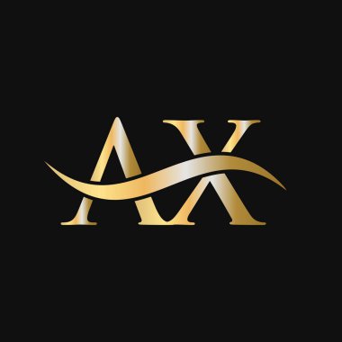 Harf AX Logo Tasarım Şablonu. AX, A X Harfi Logosu Modern, Düz, Minimalist, İş, Şirket Şablonu