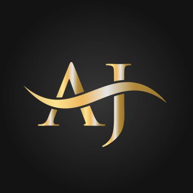 Harf AJ Logo Tasarım Şablonu. AJ, A J Mektup Logosu Modern, Düz, Minimalist, İş, Şirket Şablonu