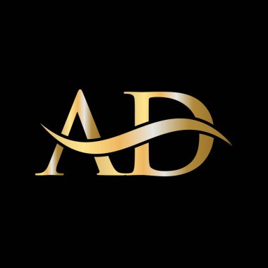 AD Harfi Logo Tasarım Şablonu. AD, A D Harfi Logosu Modern, Düz, Minimalist, İş, Şirket Şablonu