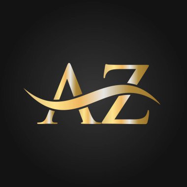 Harf AZ Logo Tasarım Şablonu. AZ, A Z Harfi Logosu Modern, Düz, Minimalist, İş, Şirket Şablonu