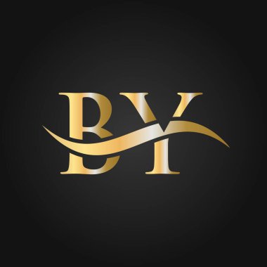 Logo Tasarım Şablonu ile Harf. By, B Y Letter Logosu Modern, Düz, Minimalist, İş, Şirket Şablonu
