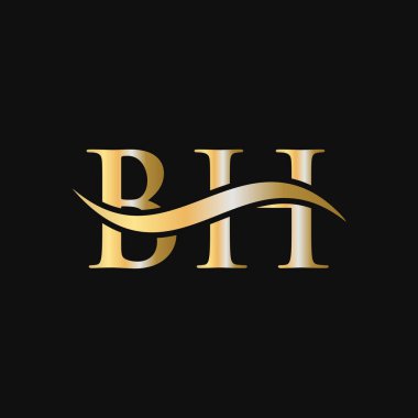 BH Harfi Logo Tasarım Şablonu. BH, B H Letter Logosu Modern, Düz, Minimalist, İş, Şirket Şablonu