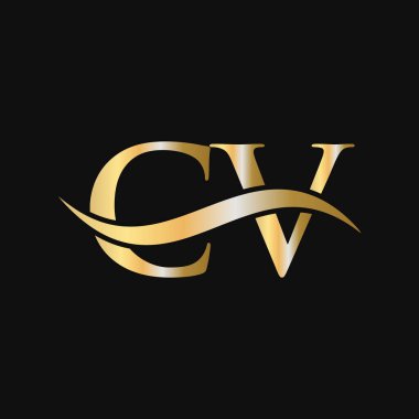 CV Logo Tasarım Şablonu. CV, C V Letter Logosu Modern, Düz, Minimalist, İş, Şirket İşareti