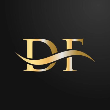 Harf DF Logo Tasarım Şablonu. DF, D F Mektup Logosu Modern, Düz, Minimalist, İş, Şirket İşareti
