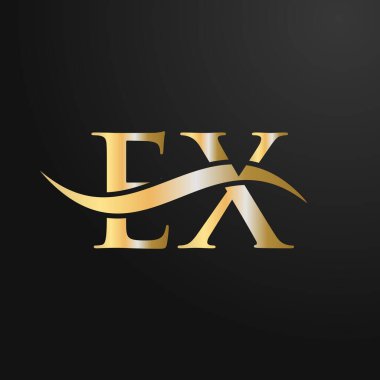 Harf EX Logo Tasarım Şablonu. EX, E X Mektup Logosu Modern, Düz, Minimalist, İş, Şirket İşareti