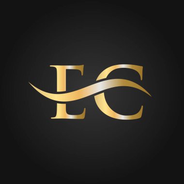 AK Logo Tasarım Şablonu. EC, E C Letter Logosu Modern, Düz, Minimalist, İş, Şirket İmzası