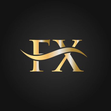 Harf FX Logo Tasarım Şablonu. FX, F X Harf Logosu Modern, Düz, Minimalist, İş, Şirket İşareti