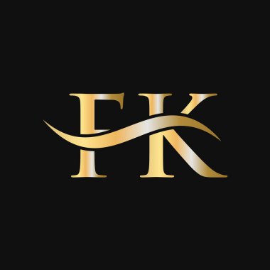 Harf FK Logo Tasarım Şablonu. FK, F K Letter Logosu Modern, Düz, Minimalist, İş, Şirket İşareti