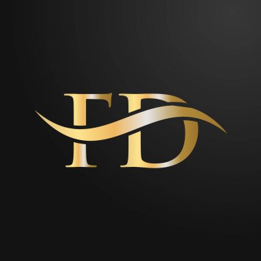 FD Logo Tasarım Şablonu. FD, F D Mektup Logosu Modern, Düz, Minimalist, İş, Şirket İşareti