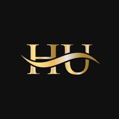 Harf HU Logo Tasarım Şablonu. HU, H U Letter Logosu Modern, Düz, Minimalist, İş, Şirket İşareti