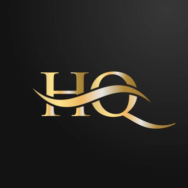 Harf Karargahı Logo Tasarım Şablonu. Merkez, H Q Mektup Logosu Modern, Düz, Minimalist, İş, Şirket İşareti