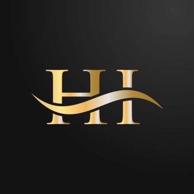 Harf HI Logo Tasarım Şablonu. Merhaba, H I Letter Logosu Modern, Düz, Minimalist, İş, Şirket İşareti