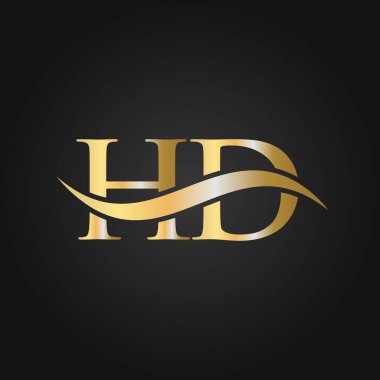 Harf HD Logo Tasarım Şablonu. HD, H D Mektup Logosu Modern, Düz, Minimalist, İş, Şirket İşareti