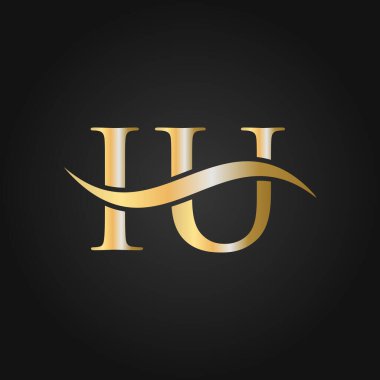 Harf IU Logo Tasarım Şablonu. IU, U Letter Logosu Modern, Düz, Minimalist, İş, Şirket İşareti