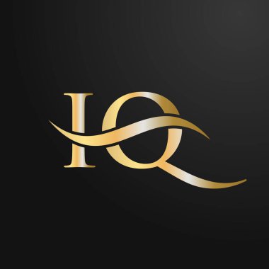 Harf IQ Logo Tasarım Şablonu. IQ, IQ Harf Logosu Modern, Düz, Minimalist, İş, Şirket İşareti