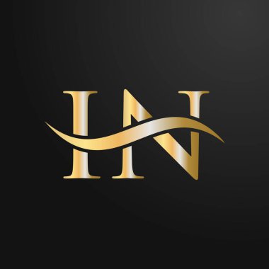 Harf In Logo Tasarım Şablonu. In, I N Letter Logosu Modern, Düz, Minimalist, İş, Şirket İşareti