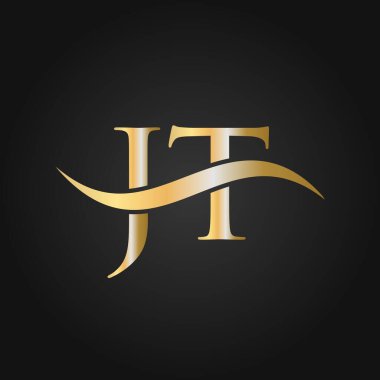 Harf JT Logo Tasarım Şablonu. JT, J T Letter Logosu Modern, Düz, Minimalist, İş, Şirket İşareti