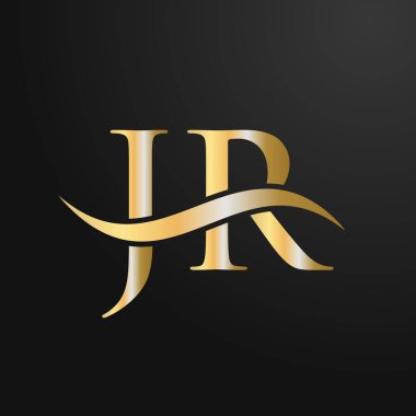 Harf JR Logo Tasarım Şablonu. JR, J R Letter Logosu Modern, Düz, Minimalist, İş, Şirket İşareti