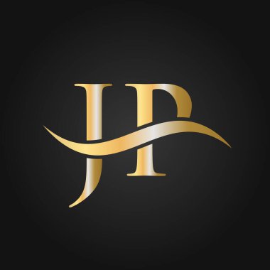 Harf JP Logo Tasarım Şablonu. JP, J P Mektup Logosu Modern, Düz, Minimalist, İş, Şirket İşareti