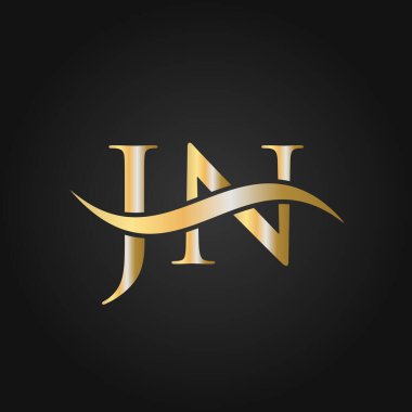 Harf JN Logo Tasarım Şablonu. JN, J N Letter Logosu Modern, Düz, Minimalist, İş, Şirket İşareti