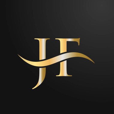 Harf JF Logo Tasarım Şablonu. JF, J F Mektup Logosu Modern, Düz, Minimalist, İş, Şirket İşareti