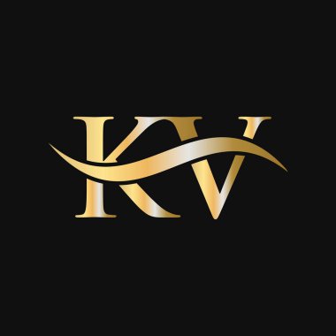 Harf KV Logo Tasarım Şablonu. KV, K V Letter Logosu Modern, Düz, Minimalist, İş, Şirket Şablonu